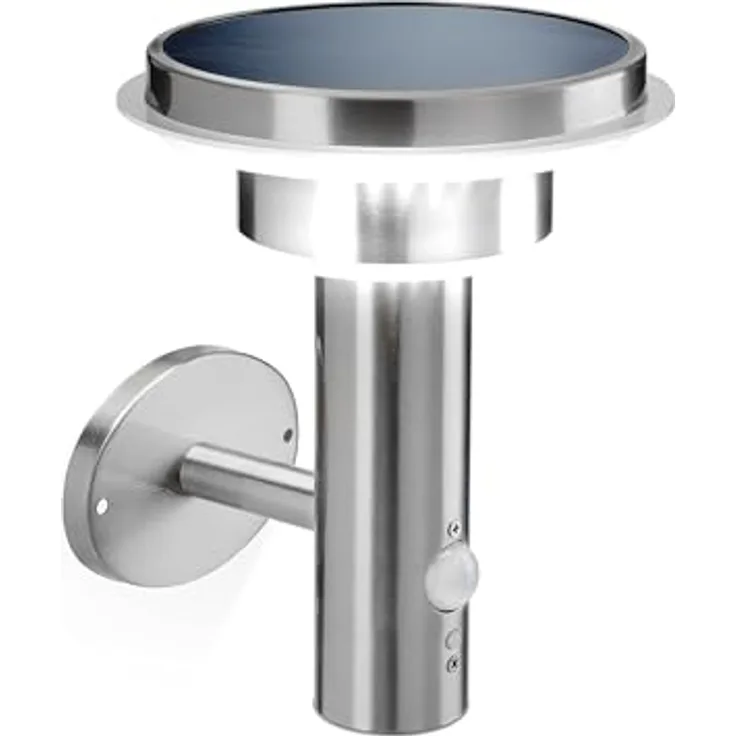 Esotec Solar PIR Wandleuchte Tini, Edelstahl Gehäuse, Bewegungsmelder, 40 LEDs, H=22cm, winterfest, silber