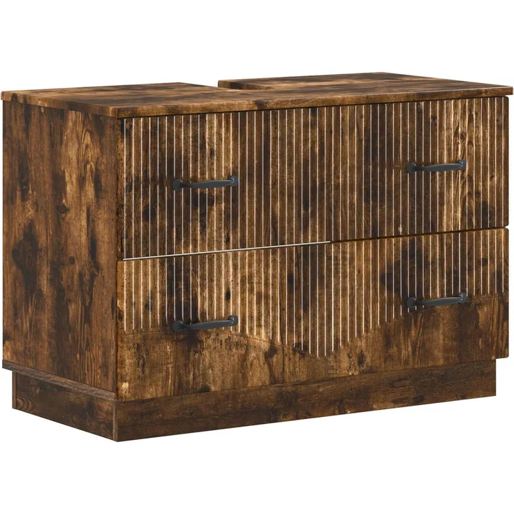 vidaXL 2-teiliges Badezimmer Schrank Set HOORN Raucheiche 3417716 – Bild 3