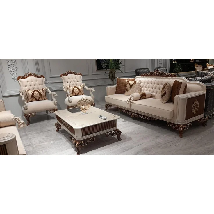 Xlmoebel Polstergarnitur Elegantes Barock Sofa-Ensemble mit luxuriösen Verzierungen, (Sofagarnitur, 3-tlg, 4tlg. Sofagarnitur 3 + 1 + 1 Sitzer + Couchtisch), Hergestellt in Europa – Bild 1