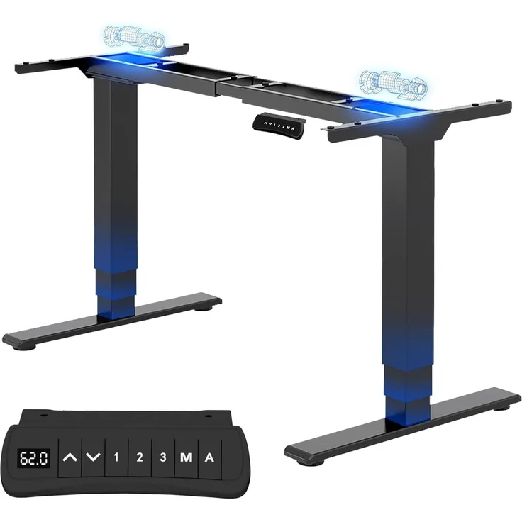 Flexispot EC5B Höhenverstellbarer Schreibtisch Elektrisch höhenverstellbares Tischgestell, 3-Fach-Teleskop, passt für alle gängigen Tischplatten. Mit Memory-Steuerung und Softstart/-Stop (Schwarz)