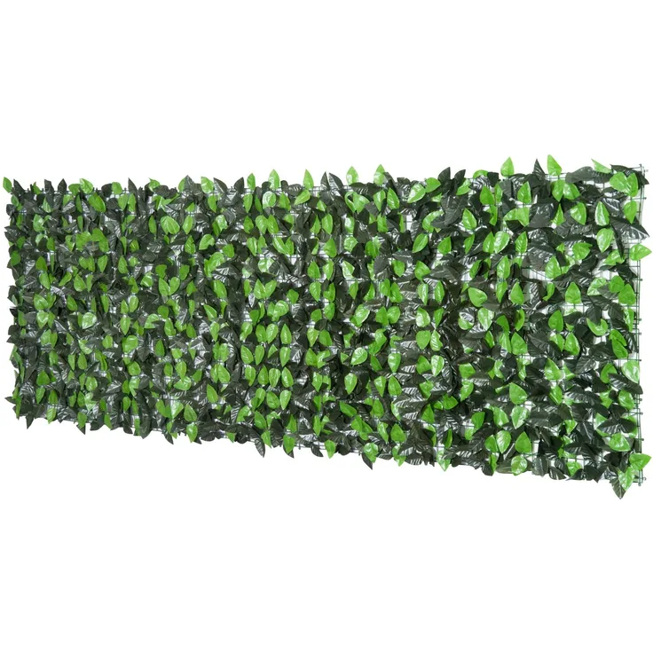 MELAYR, Künstliche Lorbeerhecke – Sichtschutz mit realistischem Laubwerk, Maße: 3 m lang x 1 m hoch, Hellgrün+Dunkelgrün