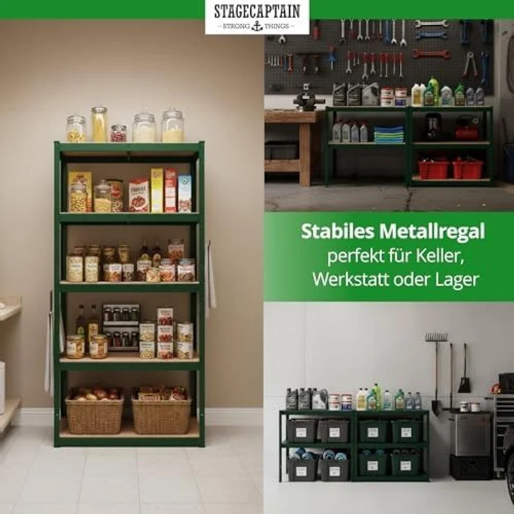 Stagecaptain Schwerlastregal Lagerregal - 5 variabel montierbare Böden - auch als Werkbank umbaubar, Tragkraft pro Boden: 175 kg, gesamt 875 kg – Bild 4