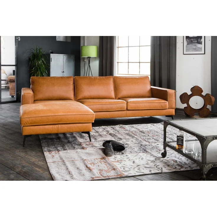 KAWOLA Sofa BLOOM Ecksofa Leder cognac Recamiere links 84 x 177 x 276 cm – Bild 2