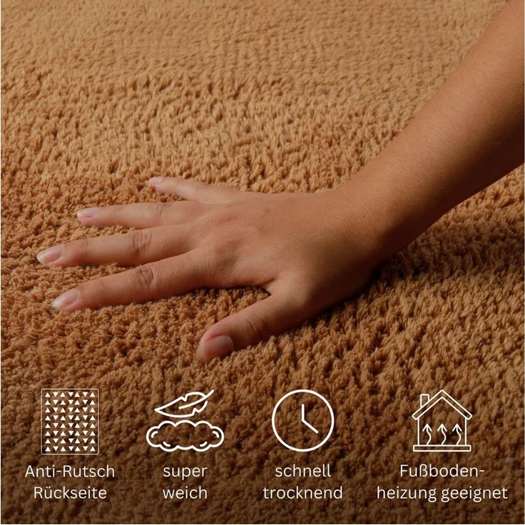 OTTO home Badematte Selenne, uni, viele Farben, Badvorleger, Badezimmer Teppich, Höhe 20 mm, rutschhemmend beschichtet, fußbodenheizungsgeeignet, Baumwolle, rund, Badteppich, getuftet, modern, Uni, antirutsch, flauschig, Baumwolle – Bild 3