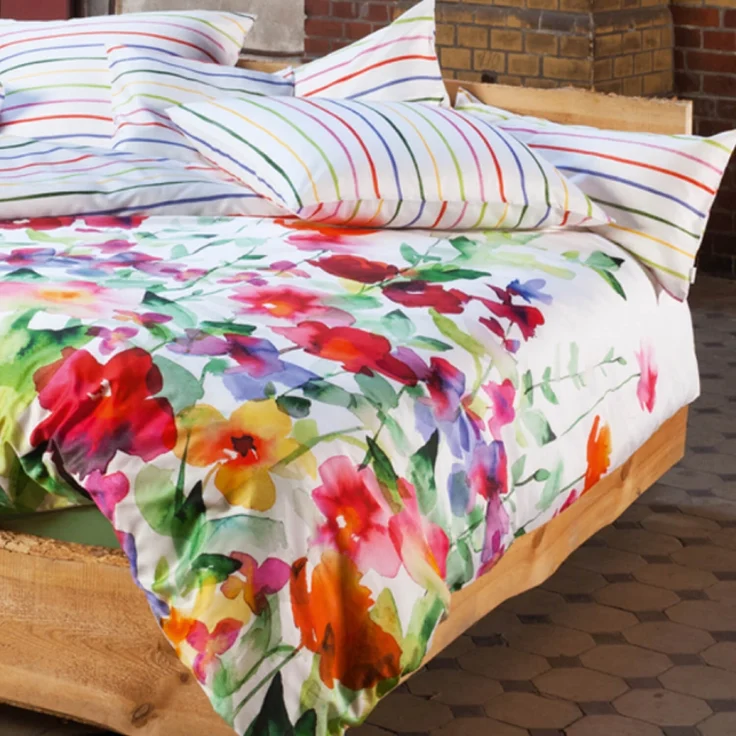 Estella Bettwäsche Aquarell 4703 985 multi Mako Satin 200 x 220 + 2x 80 x 80 cm – Bild 5