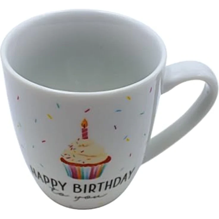 9502241 Kaffeebecher/Tasse aus Porzellan, Motiv: Happy Birthday. Größe H/Ø: 9,8 x 8,2 cm, Fassungsvermögen 250 ml, Spülmaschinengeeignet. – Bild 6