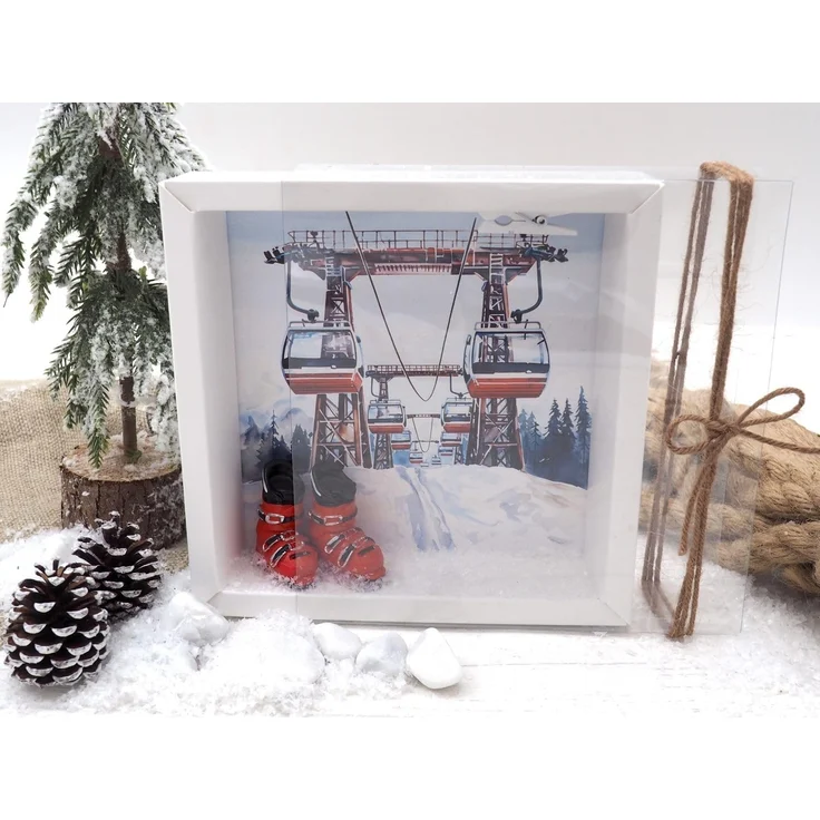 ZauberDeko Geschenkbox Geldgeschenk Verpackung Gutschein Skiurlaub Ski Rot Weihnachten – Bild 5