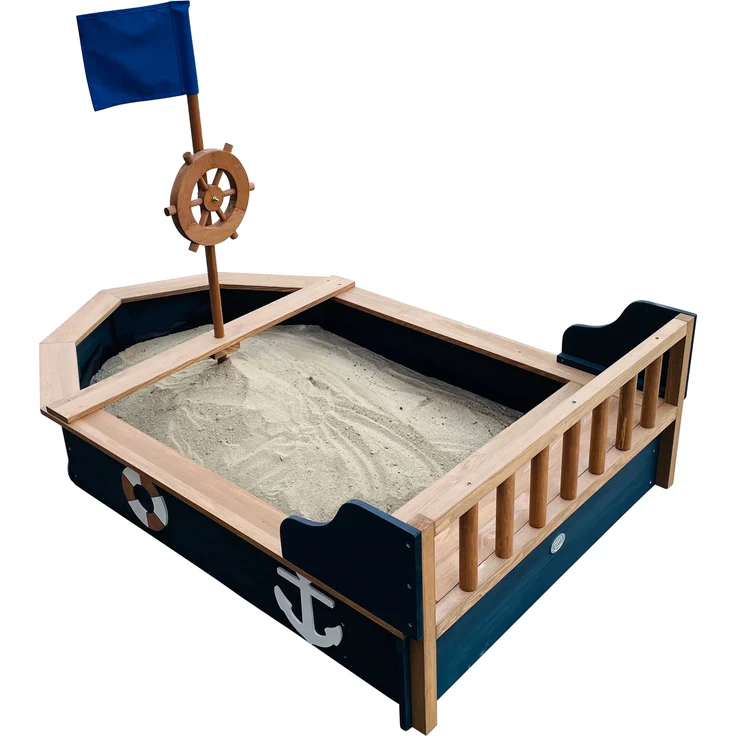 AXI 'Doris' Sandkastenschiff mit Flagge und Sitzbank, Holz Grau, 153 x 90 x 100 cm – Bild 2