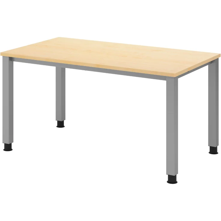 bümö manuell höhenverstellbarer Schreibtisch 140x80 cm in Ahorn - PC Tisch höhenverstellbar & klein, höhenverstellbarer Tisch Büro, kleiner Computertisch verstellbar, QS-14-3 – Bild 1