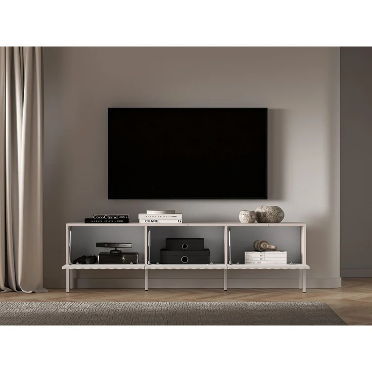 Selsey 'Derriva' TV-Lowboard mit geriffelten Fronten, hellbeige, ca. 50 x 170 x 37 cm – Bild 4