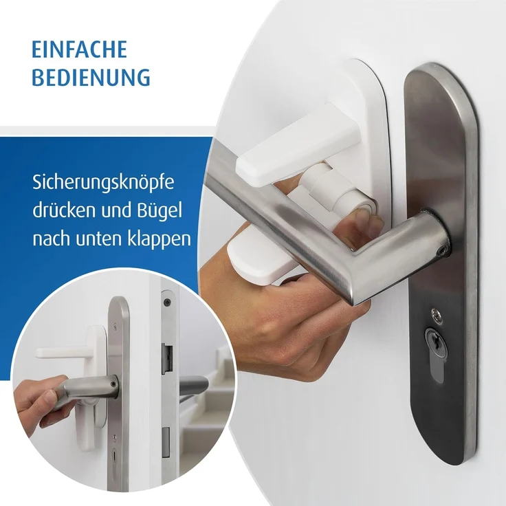 reer Türgriff-Stopp, Kindersicherung für Wohnungs- und Eingangstüren, Türgriffschutz, Türklinkenpuffer, Türstopper – Bild 10