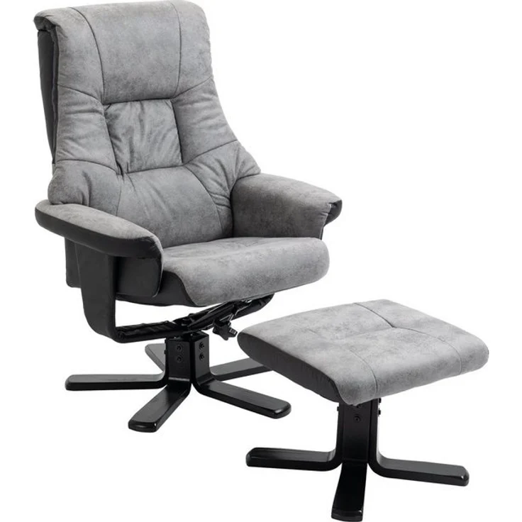 HOMCOM Polsterstuhl TV Sessel mit Liegefunktion (Polstersessel, 2 St), Mikrofaser Grau, 78 x 82,5 x 109 cm – Bild 4