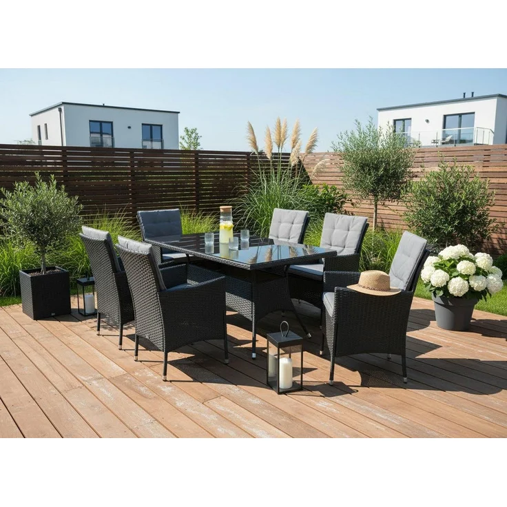 KONIFERA Garten-Essgruppe Mailand, (Set, 19-tlg, 6x Sessel, 6x Sitzauflagen, 6x Rückenauflagen, 1x Tisch), 6 Sessel, 6 Sitz,- und 6 Rückenkissen, 1 Tisch, 1 Gratis Schutzhülle – Bild 5