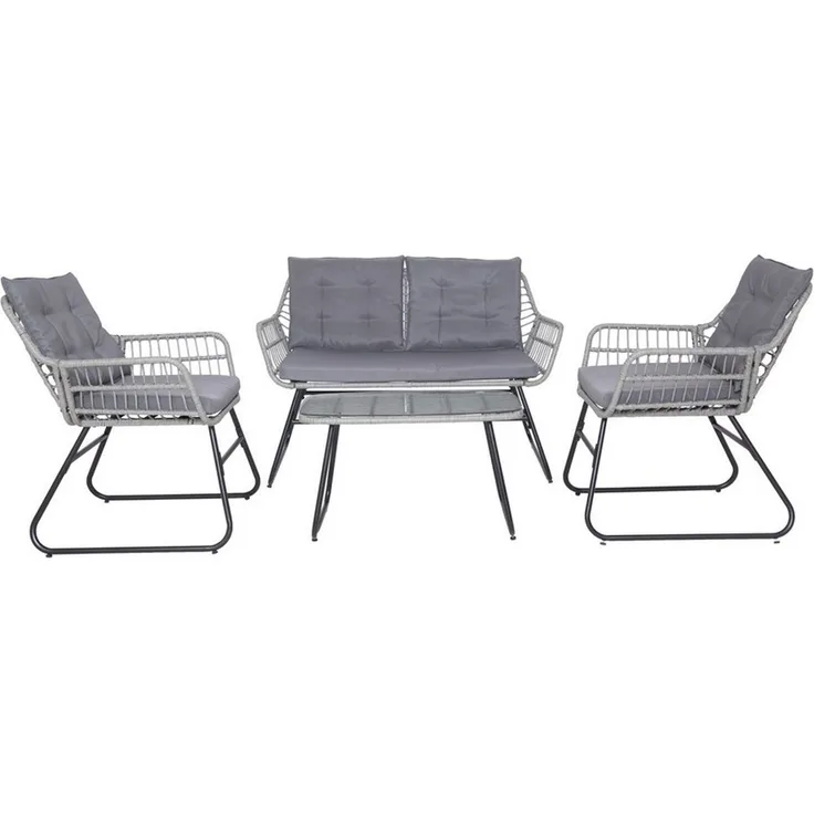 SVITA Gartenlounge-Set CAPRI, (Set, Tisch mit einem Stuhl und zwei Bänken), mit abnehmbarem Polster