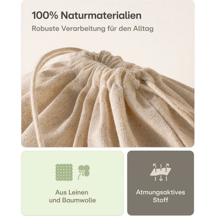 Praknu Brottasche 2x Leinen Brotbeutel 30x40cm – Großer Brotsack aus Dickem Stoff, Leinen, (2er Set, 2 x Brotbeutel Leinen 30x40cm), Extra Dicker Stoff & Wiederverwendbar – Brottaschen für Gebäck – Bild 2