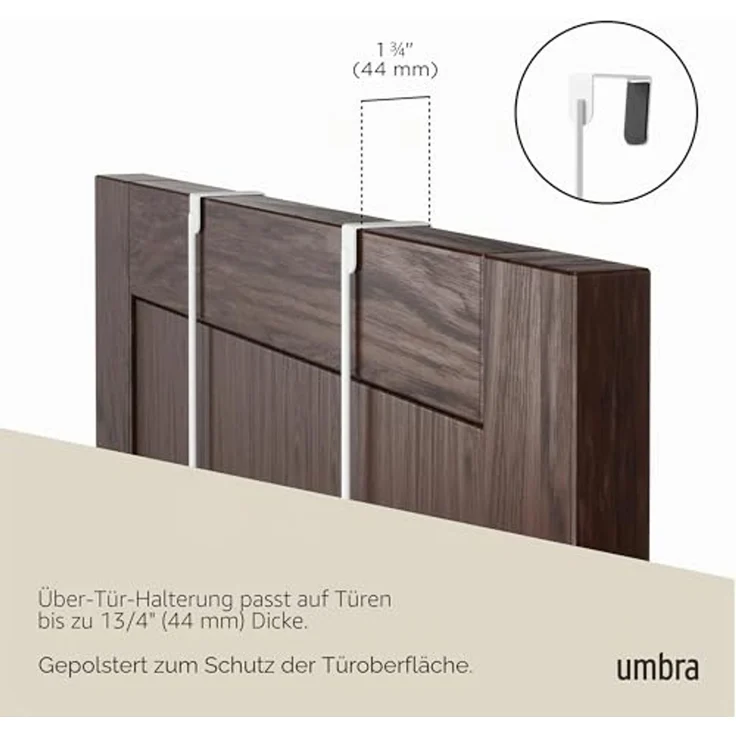 Umbra Estique Türgarderobe Multifunktional, Tür Garderobe, Türhaken, Garderobehaken, Metall, Weiß, 60 cm, 1004045-660 – Bild 4