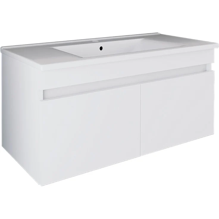 Skye Decor '1053' Badezimmerschrank mit Waschbecken, Mattweiß, 100 x 48 x 45,5 cm – Bild 6