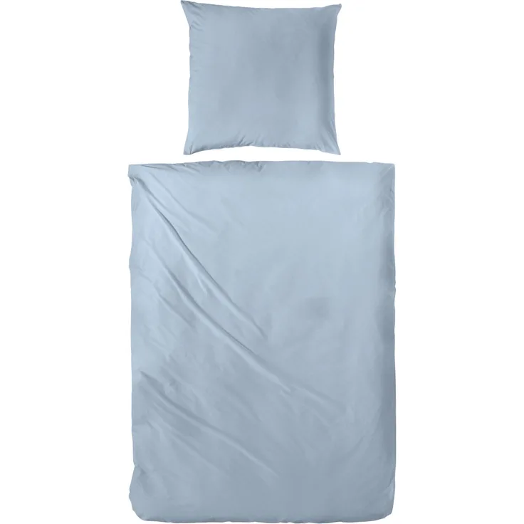 Hahn Haustextilien Mako Satin Bettwäsche falsches Uni rauchblau Größe 200x200 cm