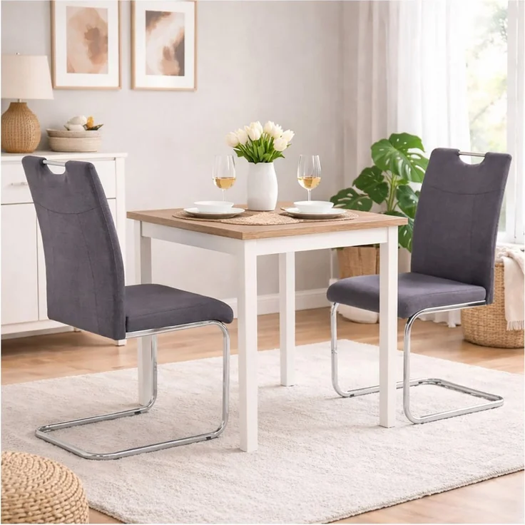 HTI-Line Freischwinger Schwingstuhl KellyC Grau 2er (Set, 2 St), Freischwinger Esszimmerstuhl – Bild 3