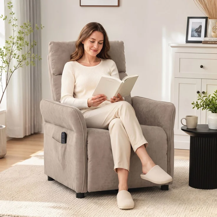 HOMCOM Relaxsessel, Frottee (100 % Polyester), Braun, 74 x 89 x 103 cm – Bild 8