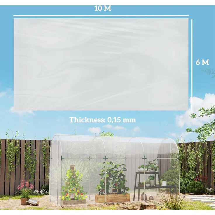 MELAYR, Gewächshausabdeckung, transparente Kunststoffplane, 6 x 10 m, wasserdicht, UV-beständig, Transparent – Bild 5