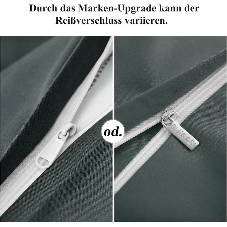 Bettwäsche 220x240 3teilig Anthrazit Mikrofaser Reißverschluss Weich Bügelfrei – Bild 6