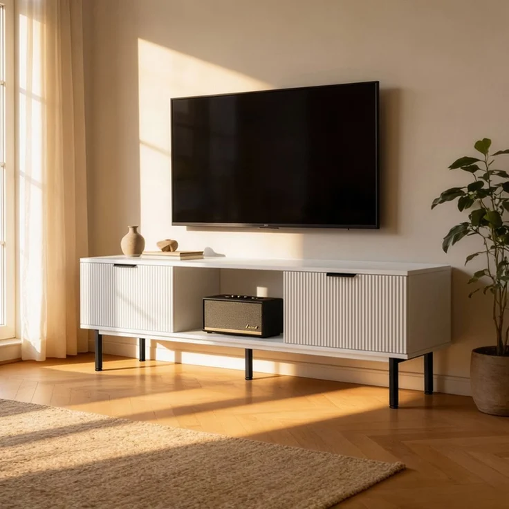 HOME DELUXE TV-Schrank NYLA Weiß - 160 x 43 cm – Bild 1