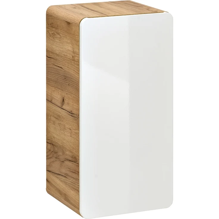 Badezimmer Unterschrank hängend LUTON-56, Hochglanz weiß mit Wotan Eiche Nb, B/H/T ca. 35/68/32 cm – Bild 2