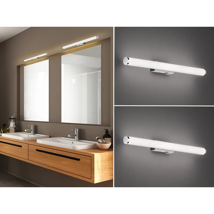 LED Bad Wandleuchten 2er Set mit Schalter Chrom - Spiegelleuchten, Breite 60cm