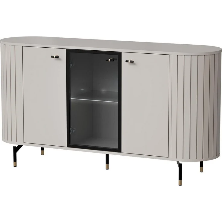 Compleo Kommode mit Lamellenoptik, 3 türen, Metallgriffe, Glamour design MODERNO – Bild 1