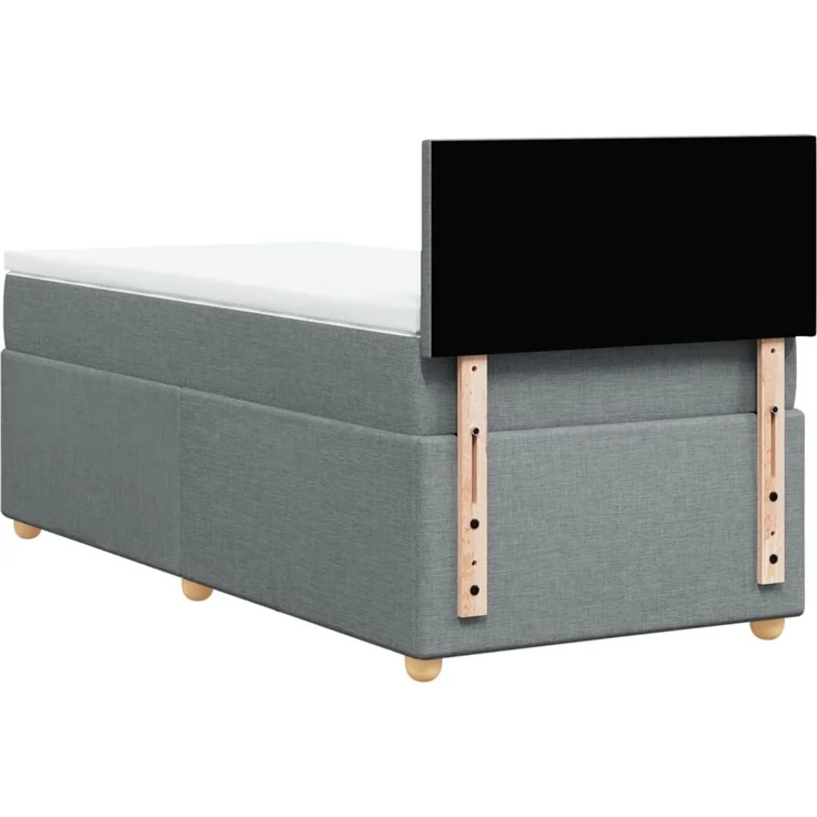 vidaXL Boxspringbett mit Matratze Hellgrau 100x200 cm Stoff 3286584 – Bild 6