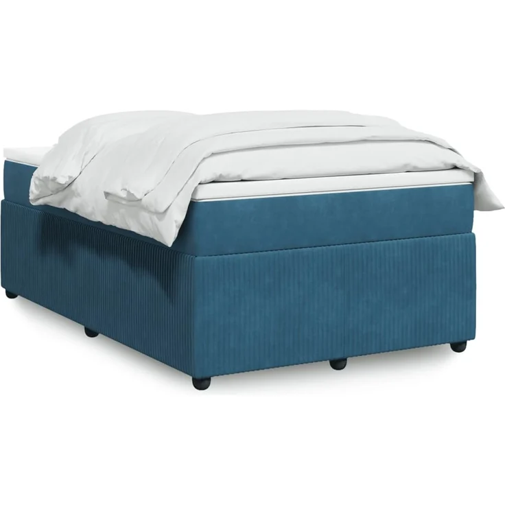 vidaXL Boxspringbett mit Matratze Dunkelblau 120x200 cm Samt 3285636 – Bild 1