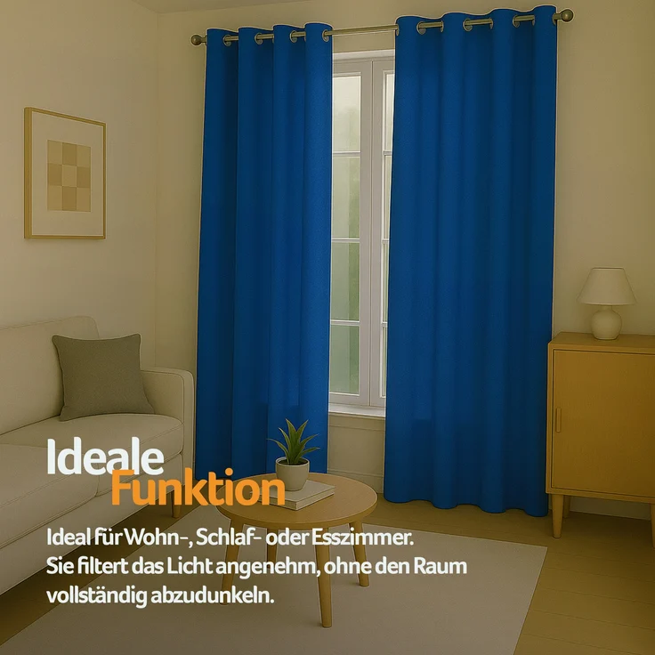 Gardine mit Ösen *** x *** cm ( Breite x Länge ) in ***, blickdichter Vorhang, Ösenvorhang in vielen Variationen 140x175 cm Blau – Bild 7