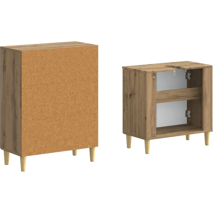 vidaXL 2-teiliges Badezimmer Schrank Set DELFT Artisan-Eiche 3417629 – Bild 5