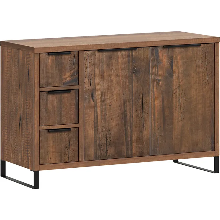 Waschtisch 105cm Holz Pinie braun Badunterschrank für Waschbecken Woodkings Sydney Schrankwaschtisch Badmöbel Vintage Stil