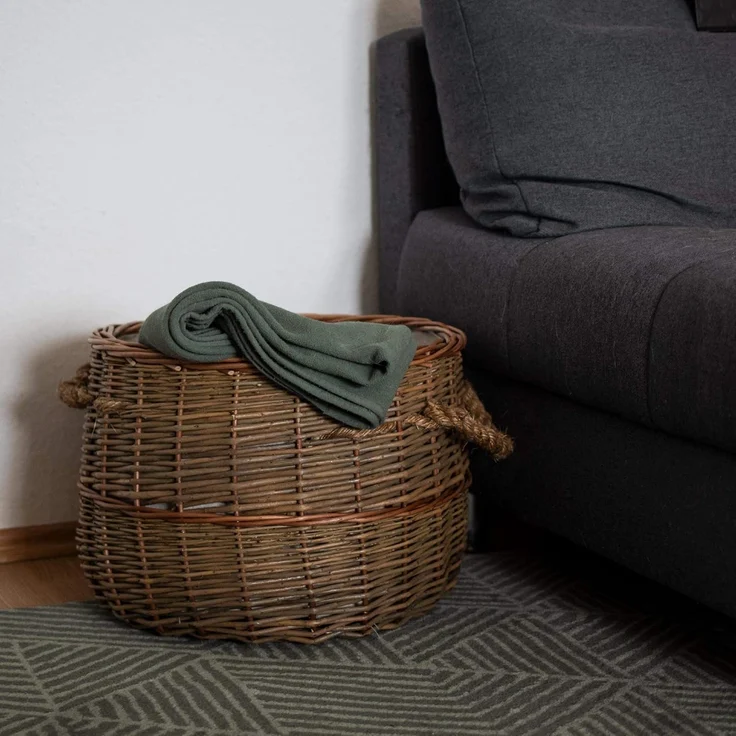 UNUS HOME Kaminholzkorb Korb Weide rund 2 Seilgriffe (1 St) – Bild 4