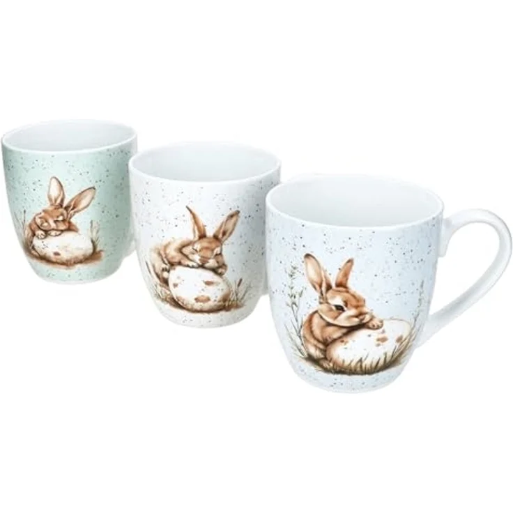 Ritzenhoff & Breker Becher Ritzenhoff 3er Set Jumbobecher Bunny 400ml Hase Ostern Weiß Grün Blau, Porzellan – Bild 2