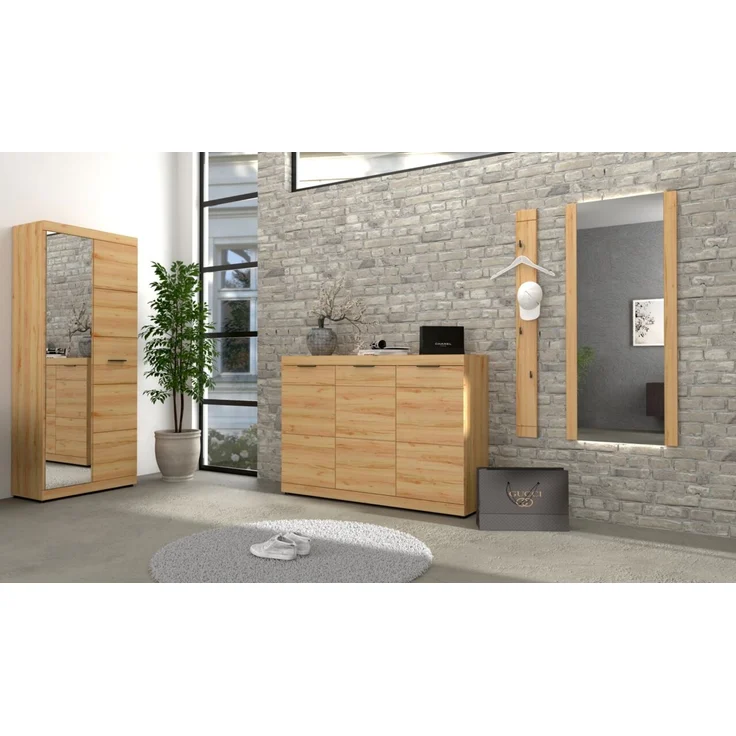 XORA 'OHIO' XL-Schuhkommode, MDF Wildbuche, 150 x 105 x 40 cm, mit Softclose, Platz für 30 Paar Schuhe – Bild 2