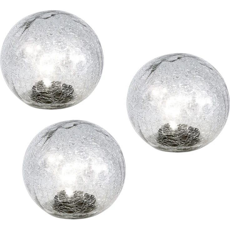 3er Set LED Gartenleuchte, Solarkugel, Crackle Glas, D 15cm – Bild 1