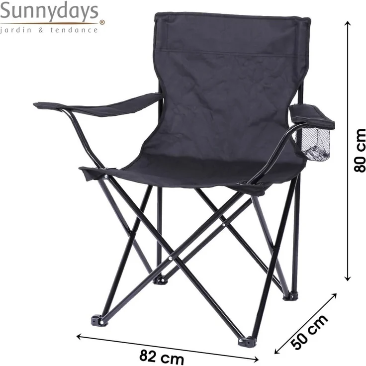 Sunnydays Campingstuhl Klappstuhl Armlehnstuhl Faltstuhl 25236 schwarz – Bild 2