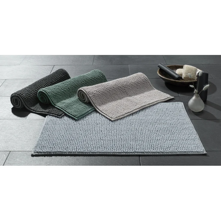 casa NOVA Badematte CHENILLE BT 50x80 cm silber Badteppich Badvorleger Duschvorleger Duschmatte Badeteppich – Bild 3
