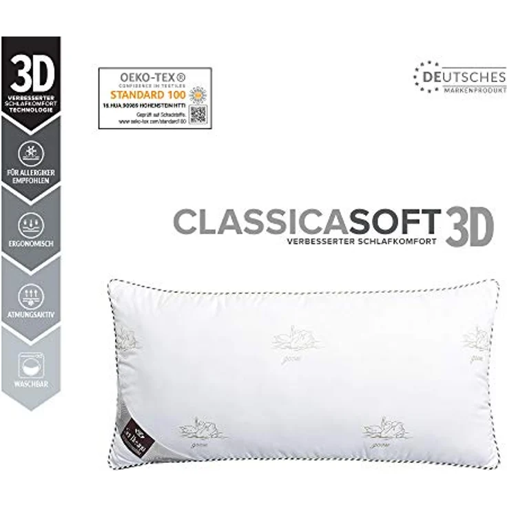 SEI Design Kopfkissen Drei-Kammerkissen Classica Soft 3D 40x80 SWAN Schlafkissen, Füllung: Airdream micro, Bezug: Microfaser, Rückenschläfer, Seitenschläfer, Bauchschläfer, Alternative zu Daunen – Bild 3