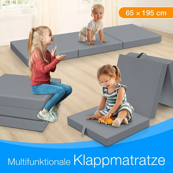ELONEO Klappmatratze 65x195 cm, 9 cm hoch, Klappmatratze Kinder faltbar, klappbare Gästematratze, Faltbare Matratze, Reisematratze für Kinder und Erwachsene für Reisen und Camping – Bild 3