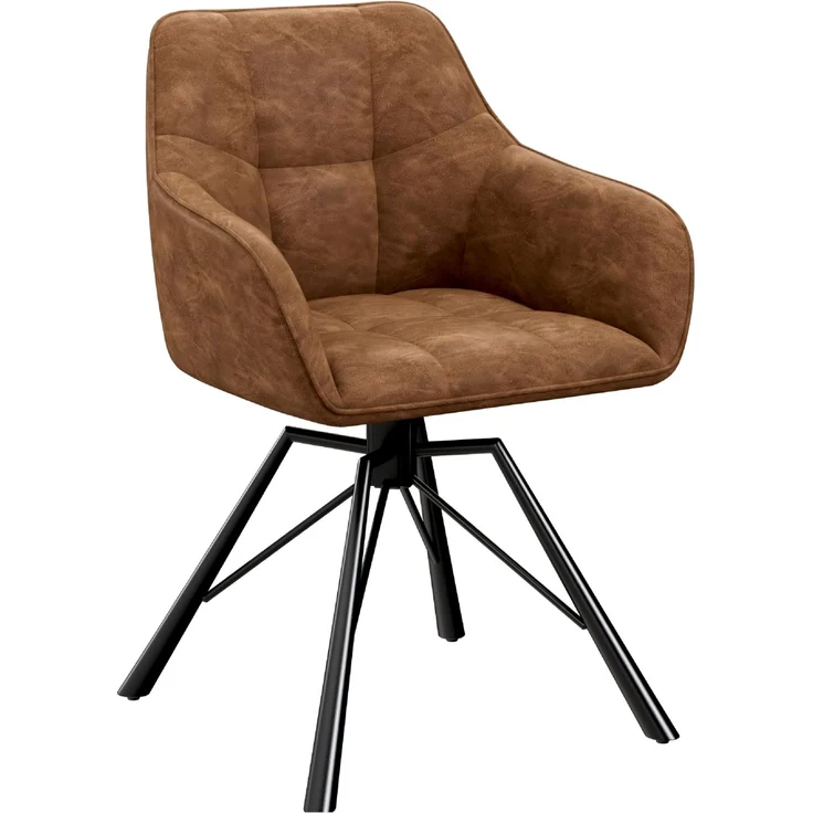 WOLTU Esszimmerstuhl 1er Set drehbar, 360° Drehstuhl Armlehne Küche | Kunstleder gepolstert, FSC-Holz & Metallgestell, Verstellbare Fußpads, belastbar 150kg, für Wohnzimmer Schlafzimmer，Hellbraun