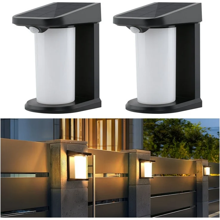 Nettlife LED Außen-Wandleuchte mit Bewegungsmelder Solarleuchte Garten 2 Modi Aussenleuchte 3000K, mit Bewegungsmelder, LED fest integriert, Warmweiß, Aussenlampe für Hof Stufen Haustür Flur – Bild 1