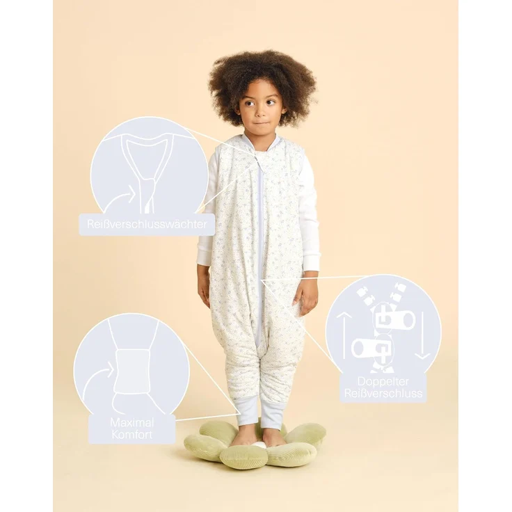 molis&co - Baby Schlafsack mit Füßen - Ideal für Frühling und Herbst - Babyschlafsack mit Füßen 1 tog - Leicht gepolstert - 100% Baumwolle (Oeko-TEX 100), Premium Qualität - Blue Lily (70 cm) – Bild 3