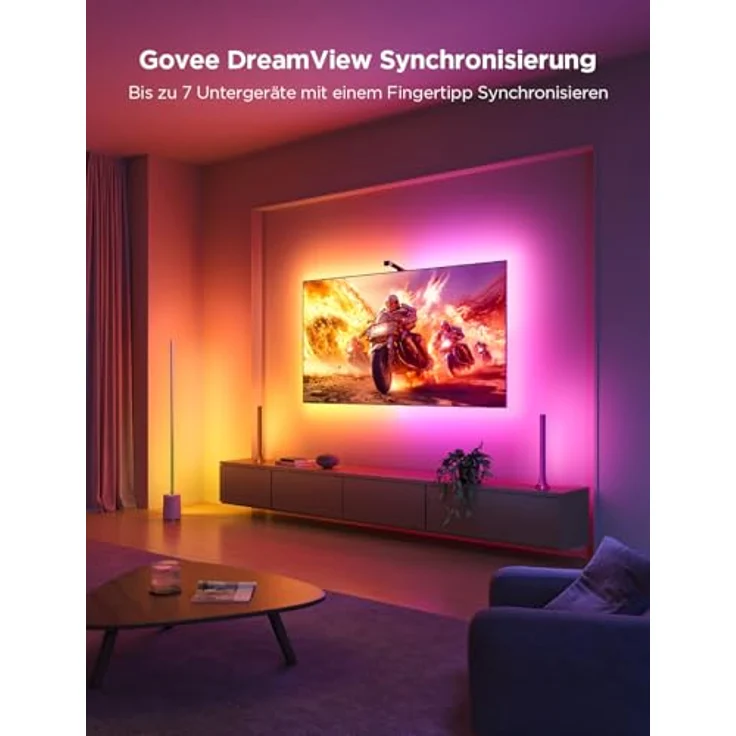 Govee TV Hintergrundbeleuchtung 3 Lite, 5M RGBICW LED Strip mit Fish-Eye Korrektur, Sync für 75-85 Zoll TVs, Sprach- & APP-Steuerung – Bild 3