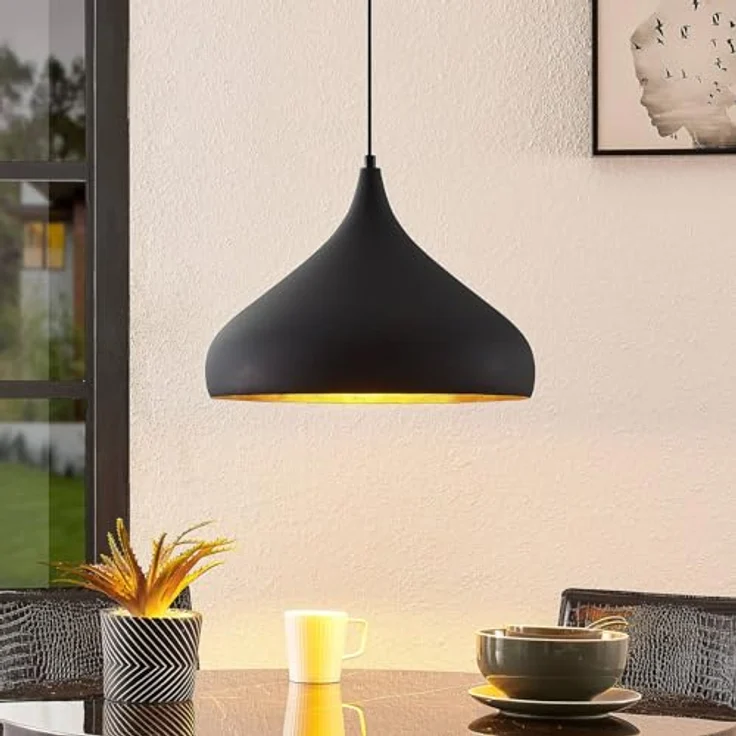 Arcchio Pendelleuchte Lunus, Moderne Hängelampe in Schwarz, 1-flammig, E27, Deckenlampe für Wohnzimmer und Esszimmer – Bild 2