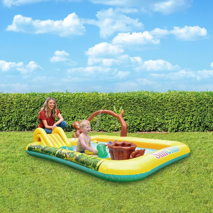 SunClub Wasserspielcenter Tiere 214 x 167 x 85 cm mit Rutsche, Sprinkler und Spielzubehör – Bild 2