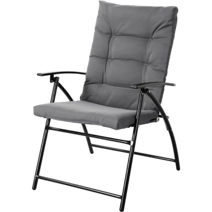 SVITA Balkonset VENTURA, (3-teilig, 2 Stühle, 1 Tisch), gepolstert, Klappstühle, Klapptisch, Camping-Möbel, Metall, Dunkelgrau – Bild 4